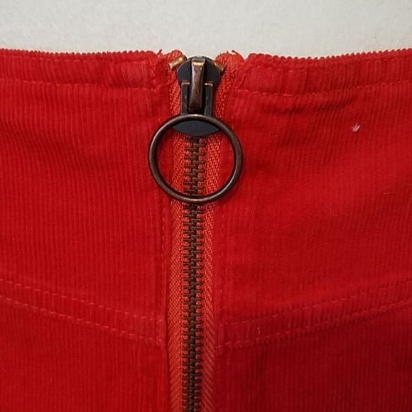 CORDUROY skirt retro orange‎ zip up 70s style mini 31 - Picture 4 of 6